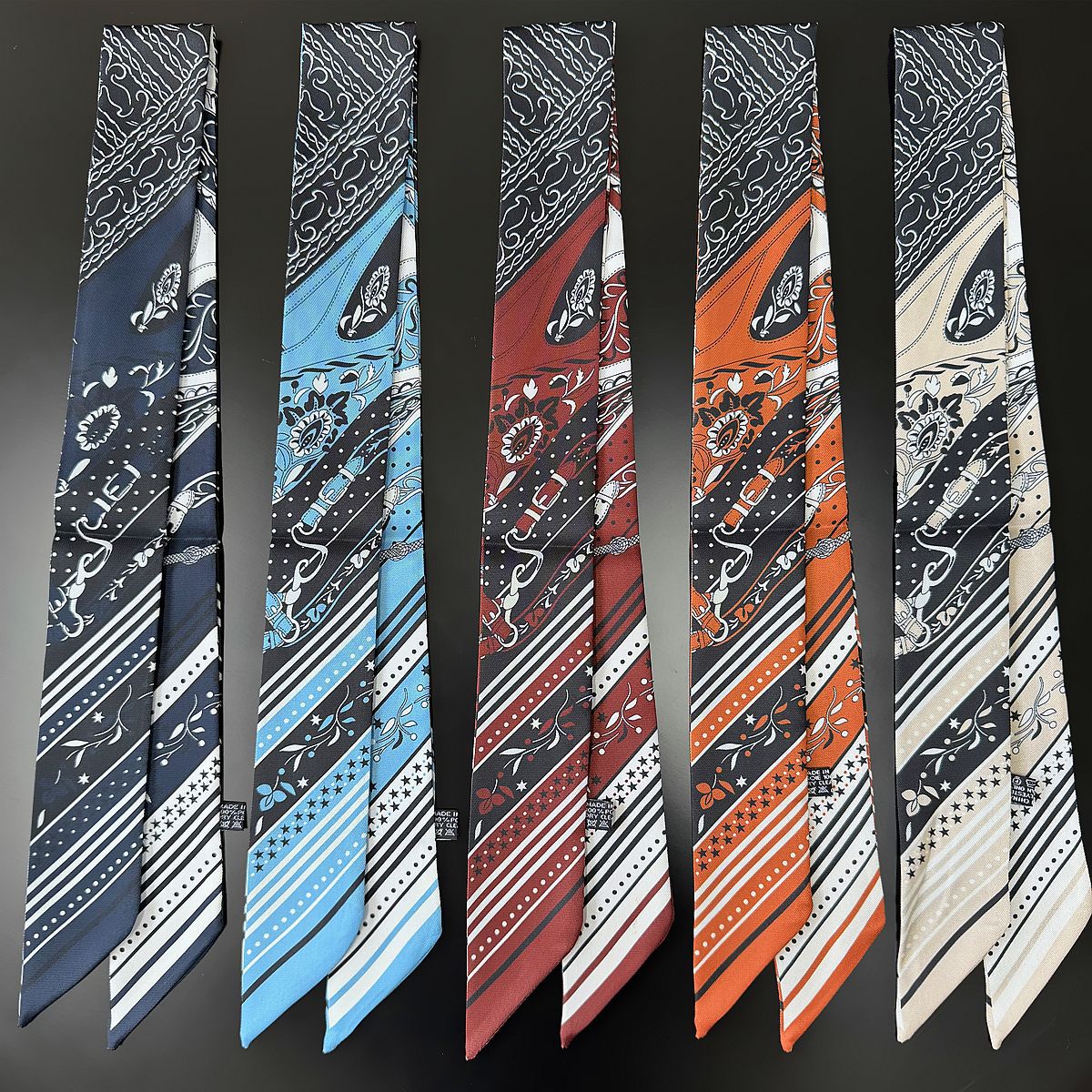 Ethnic Fashion Collection - Thin and narrow decorative silk scarves