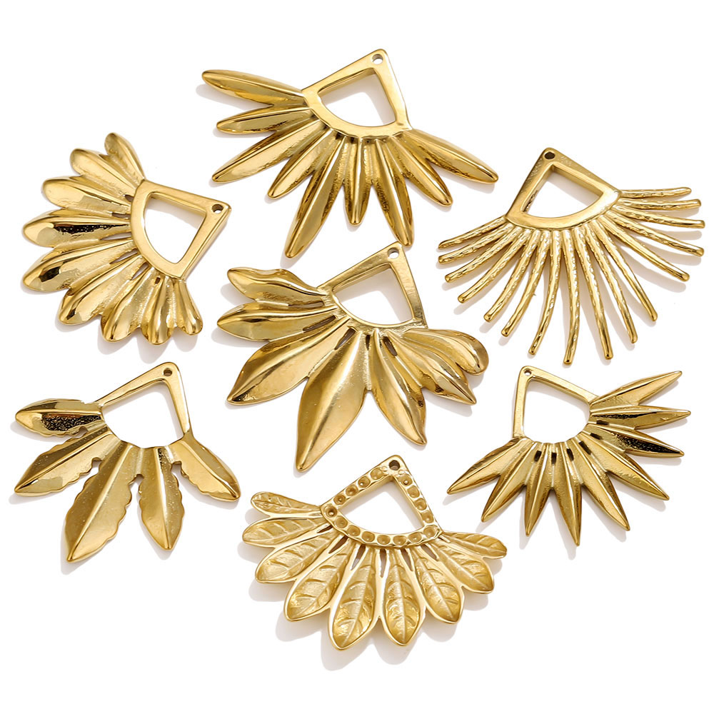 2pcs Stainless Steel Fan Shape - Ethnic Fashion Collection 评论和价格