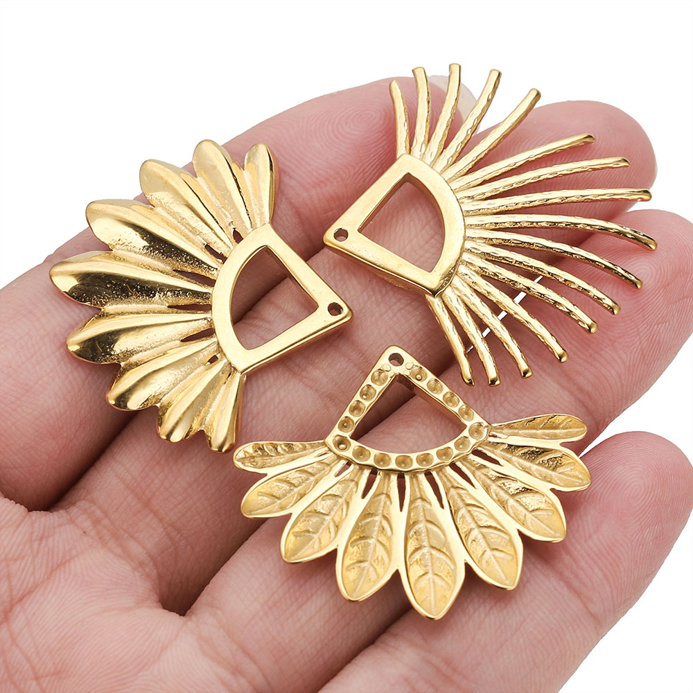 2pcs Stainless Steel Fan Shape - Ethnic Fashion Collection 评论和价格
