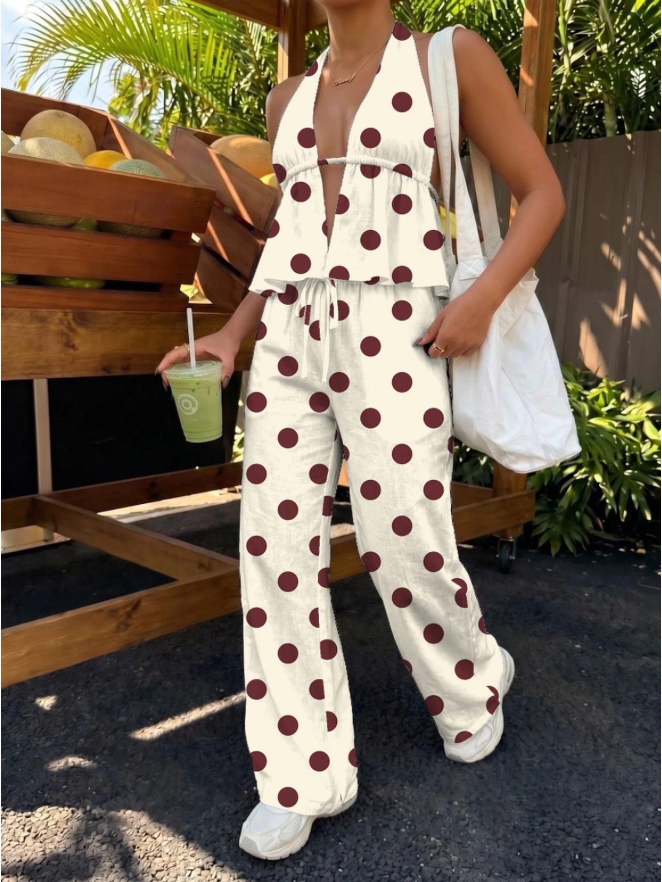 Vintage Large Dot Halter Top w - Ethnic Fashion Collection 评论和价格