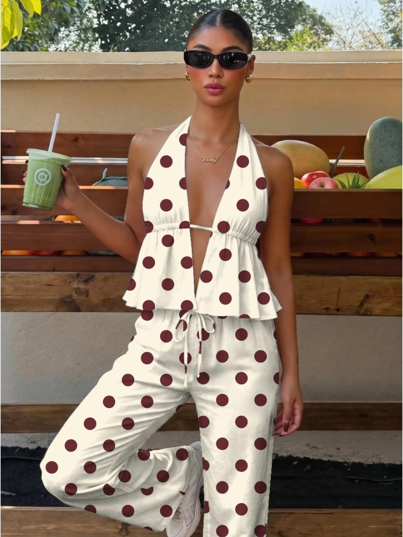 Vintage Large Dot Halter Top w - Ethnic Fashion Collection 评论和价格