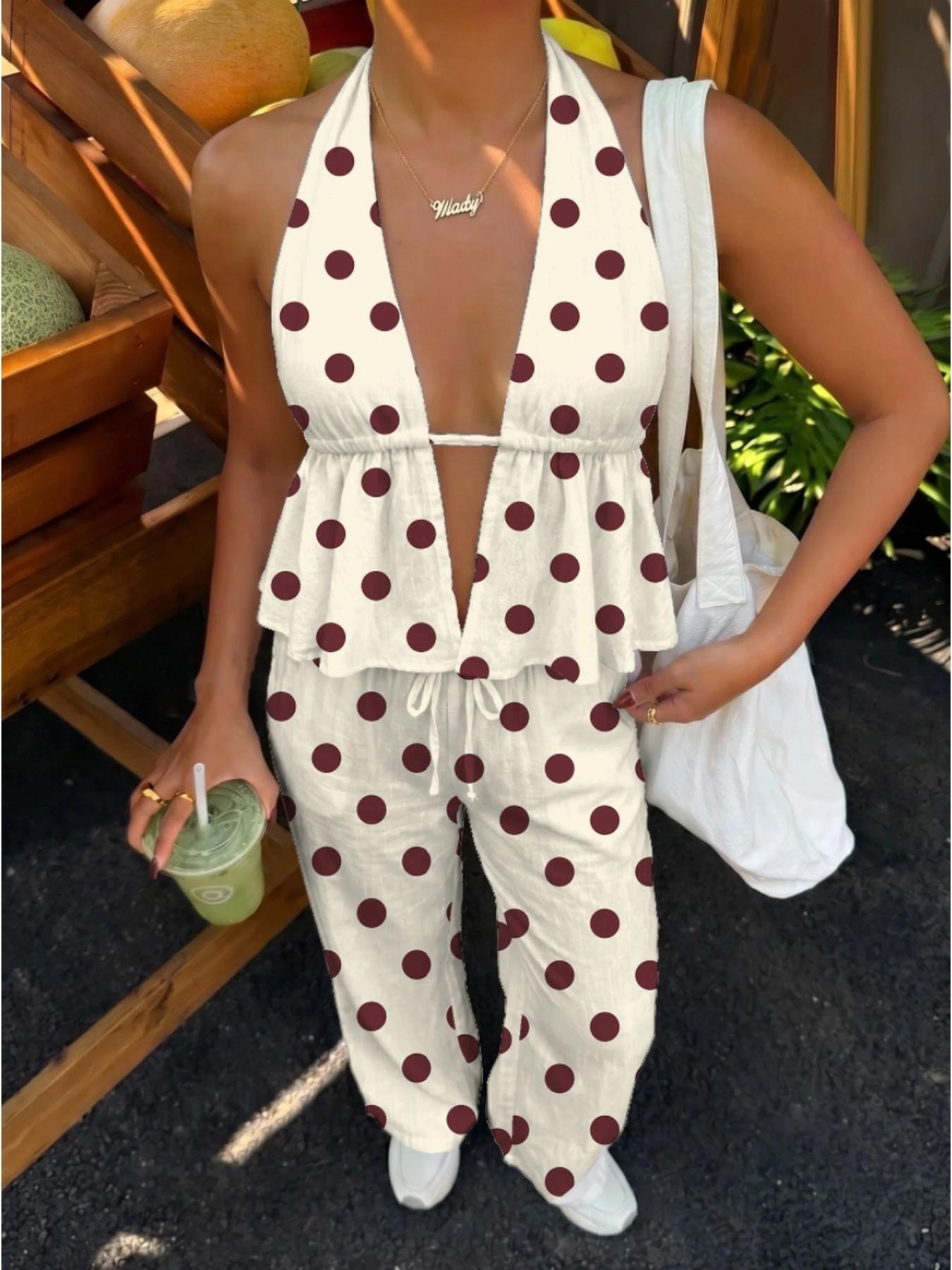 Vintage Large Dot Halter Top w - Ethnic Fashion Collection 评论和价格
