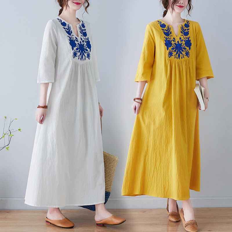New Ethnic Style Loose Deep V- - Ethnic Fashion Trend 评论和价格