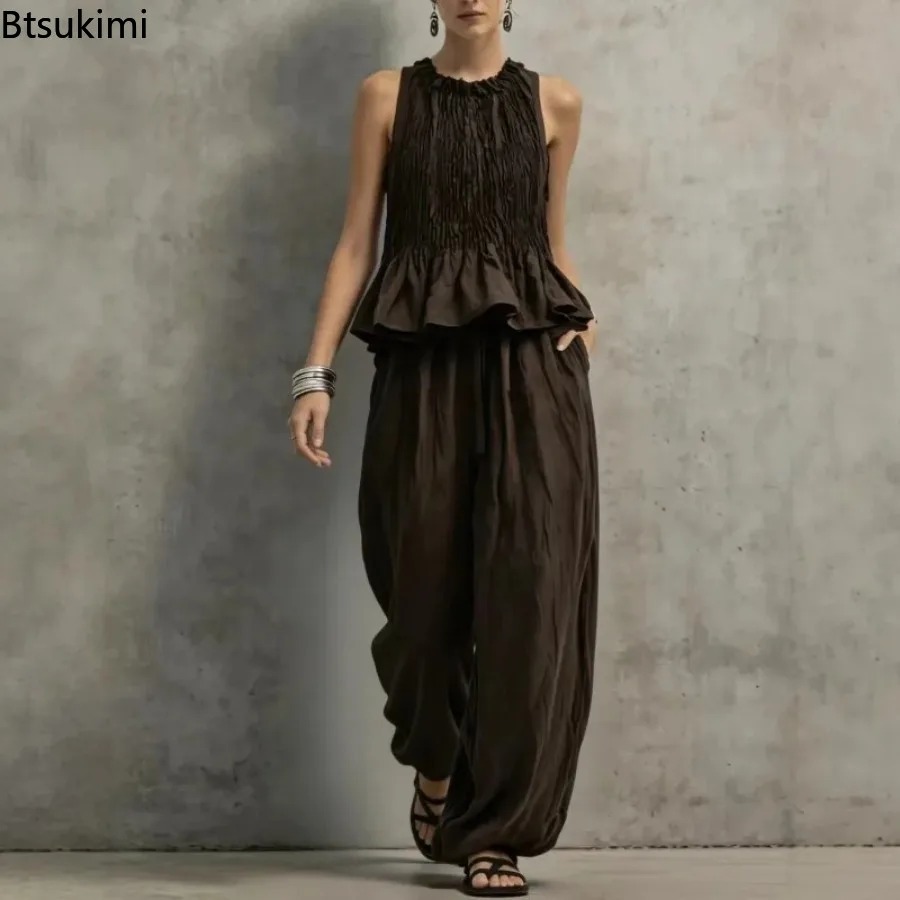 Simple Ruffle Hem Sleeveless T - Ethnic Fashion Collection 评论和价格