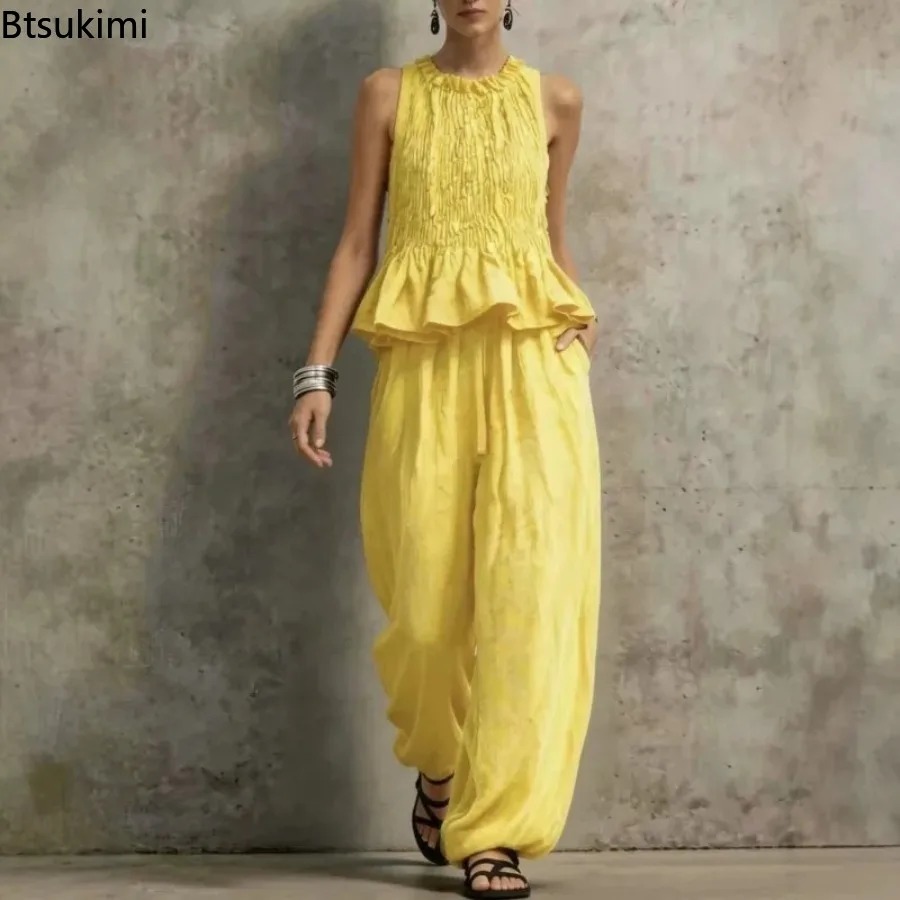 Simple Ruffle Hem Sleeveless T - Ethnic Fashion Collection 评论和价格