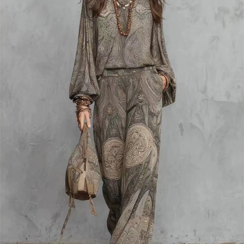 Boho Paisley Print Two-Piece S - Ethnic Fashion Collection 评论和价格