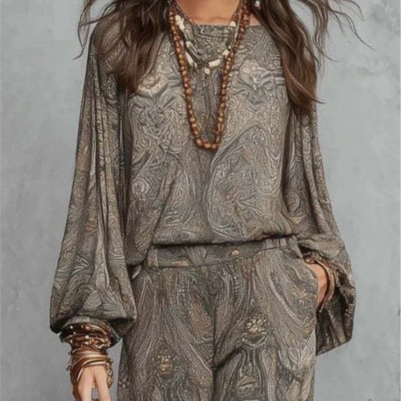 Boho Paisley Print Two-Piece S - Ethnic Fashion Collection 评论和价格