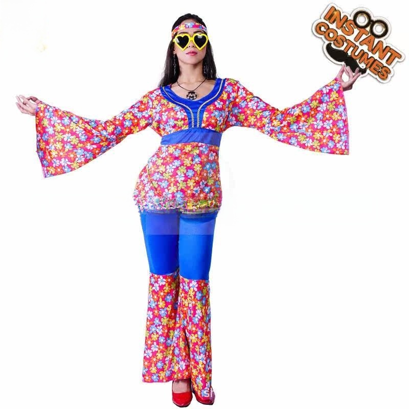 Women's Big Flower Hippie Suit - Ethnic Fashion Trend 评论和价格